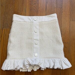 Katie J NYC Textured White Skirt with Ruffle Hem